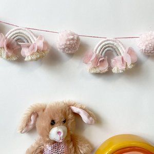 Macrame Rainbow Garland, Pom Pom Rainbow Garland, Yarn Macrame Mini Rainbows